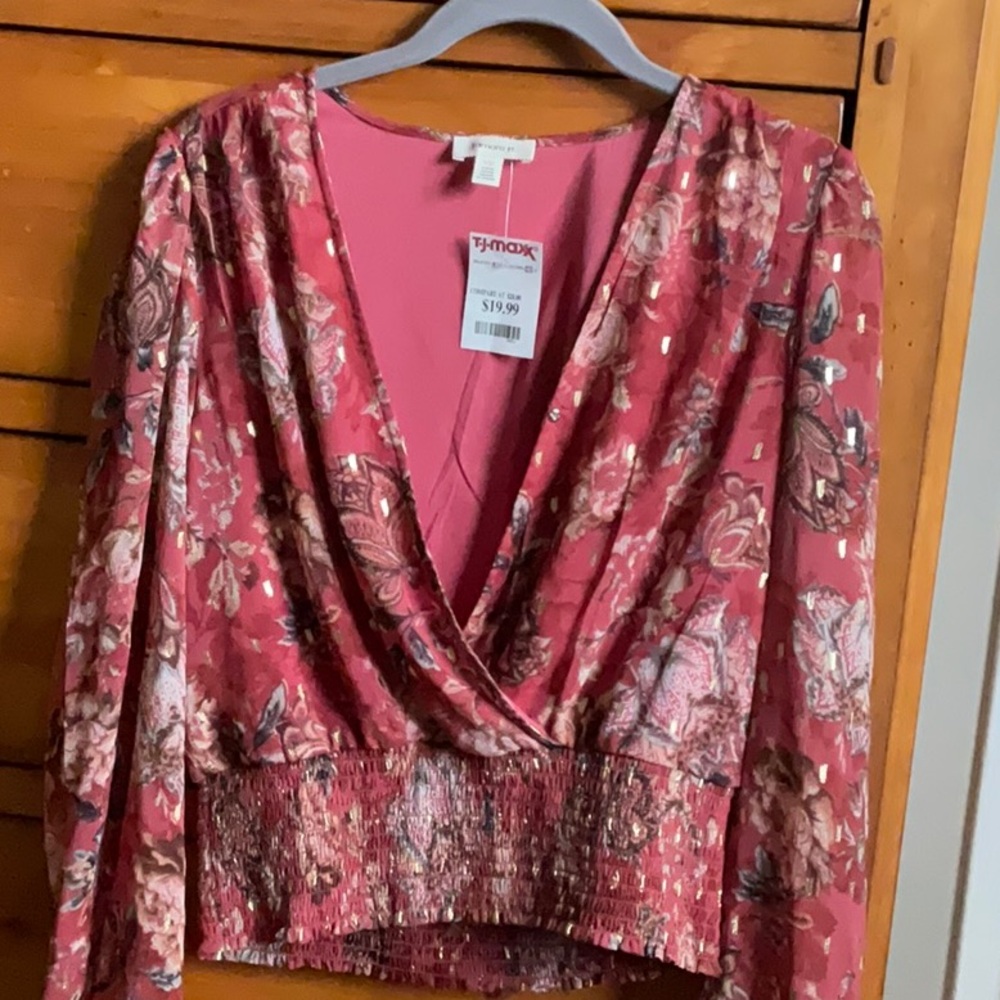 T.J.Maxx Pink Long Sleeve Wrap Blouse